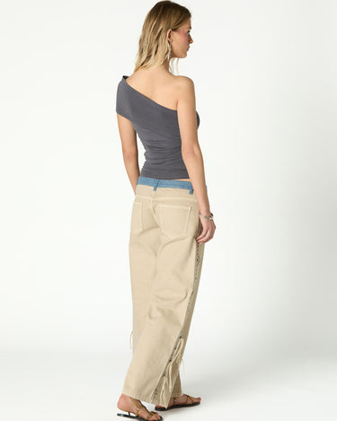 ASYMMETRIC RUCHED ANTHRACITE TOP