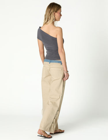 ASYMMETRIC RUCHED ANTHRACITE TOP