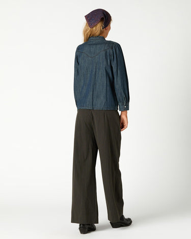 DARK BLUE STUDDED DENIM SHIRT