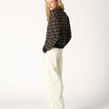 CHARCOAL STRIPED CREW NECK SWEATER