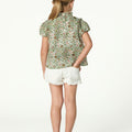 FLORAL PRINT SHIRT GREEN STITCHING