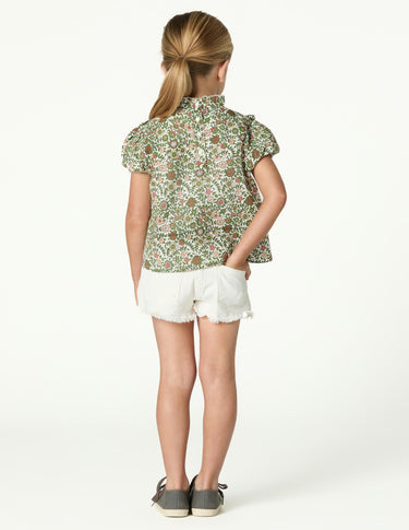 FLORAL PRINT SHIRT GREEN STITCHING