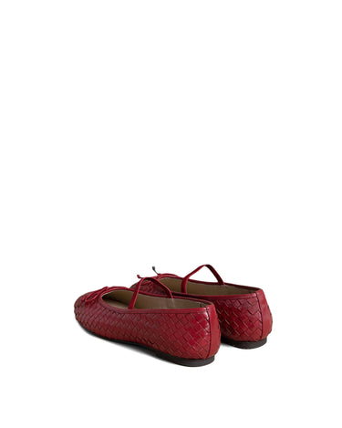 BRAIDED CHERRY-RED BALLET FLATS