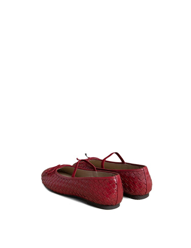 BRAIDED CHERRY-RED BALLET FLATS