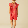 RED SHORT LEAVES JUMPSUIT