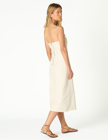 STUDDED STRAPLESS WHITE DRESS