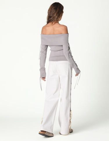 BRAIDED OFF-THE-SHOULDER SWEATER