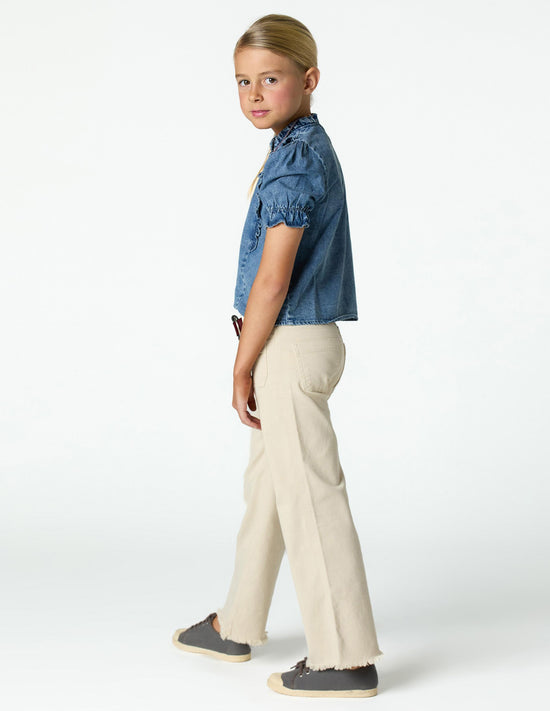 RUFFLED DENIM SHIRT