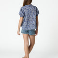 BLUE DENIM BUTTON-FRONT SHORTS