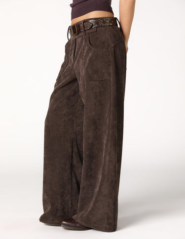 BROWN CORDUROY ROUND POCKET TROUSERS
