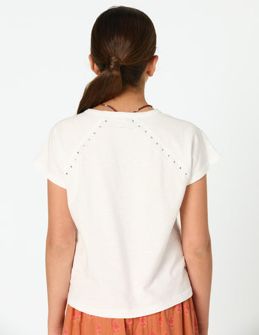 WHITE STUDDED T-SHIRT