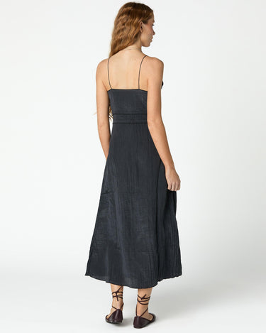 BLACK MIDI SLIP DRESS