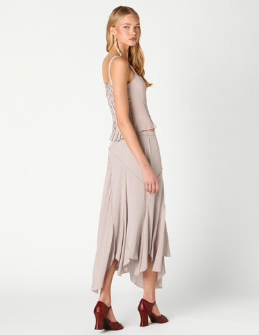 LIGHT GREY ASYMMETRIC HEM SKIRT