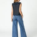 SLEEVELESS RUFFLED TOP ANTHRACITE
