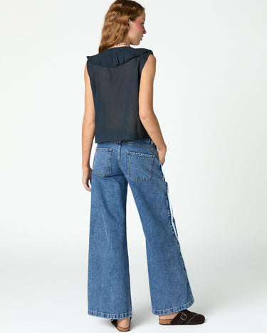 SLEEVELESS RUFFLED TOP ANTHRACITE