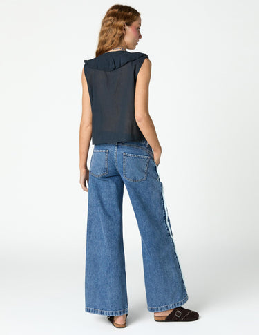 SLEEVELESS RUFFLED TOP ANTHRACITE