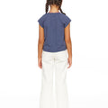 Blue short-sleeved button-up shirt