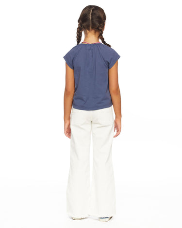 Blue short-sleeved button-up shirt