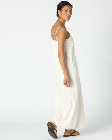 WHITE DENIM PANELLED DRESS
