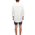 White linen V-neck shirt