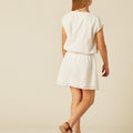 RED EMBROIDERED ELASTICATED DRESS