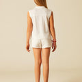 WHITE GATHERED T-SHIRT