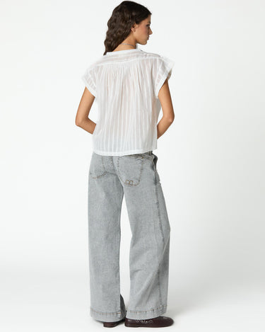 WHITE LUREX STRIPED OVERSIZED SHIRT