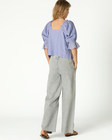 LINEN LACE ANILINE BLUE SHIRT