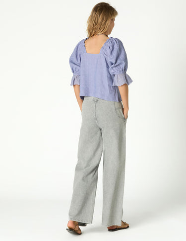 LINEN LACE ANILINE BLUE SHIRT