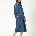 EMBROIDERED DENIM SKIRT BLUE