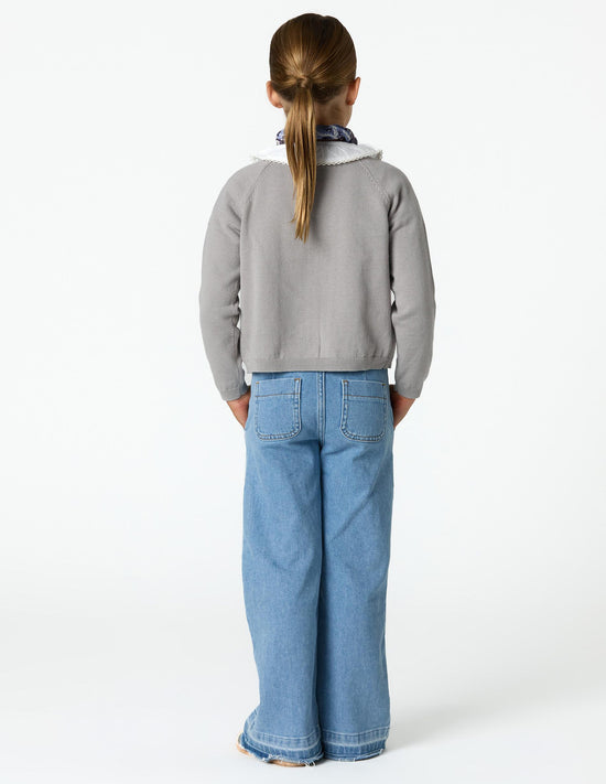 BLUE WIDE LEG DENIM PANTS