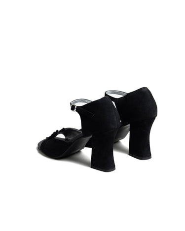 BLACK SUEDE HEEL FLOR