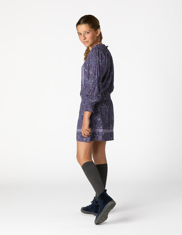VESTIDO VOLANTE NIGHT GARDEN PLUM