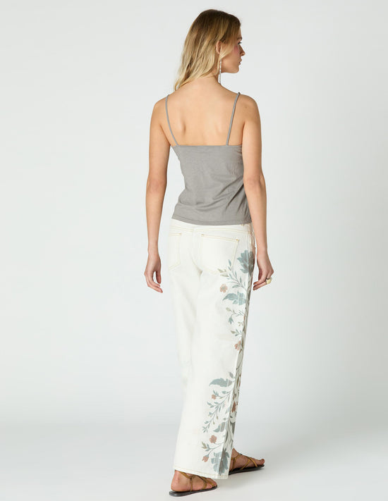 WHITE PRINT DENIM PANT
