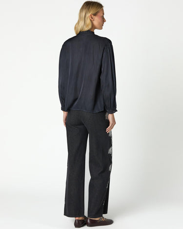 ANTHRACITE DENIM WITH SILVER EMBROIDERY