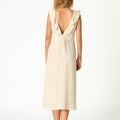 RUFFLED CUT-OUT DRESS ECRU