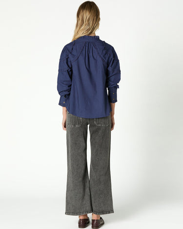 CONTRAST RUFFLE SHIRT