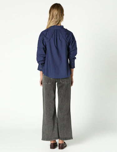 CONTRAST RUFFLE SHIRT