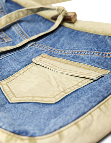 BLUE DENIM BAG CONTRAST STRAP