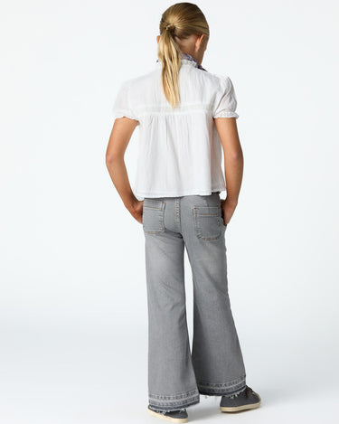 WHITE LACE AND DRAWSTRING SHIRT