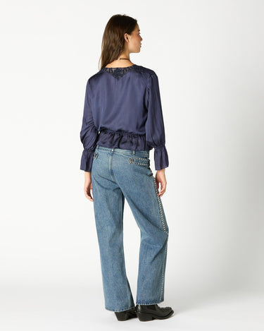 CAMISA ABULLONADA LACE MIDNIGHT BLUE