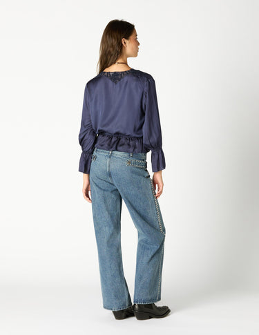 CAMISA ABULLONADA LACE MIDNIGHT BLUE