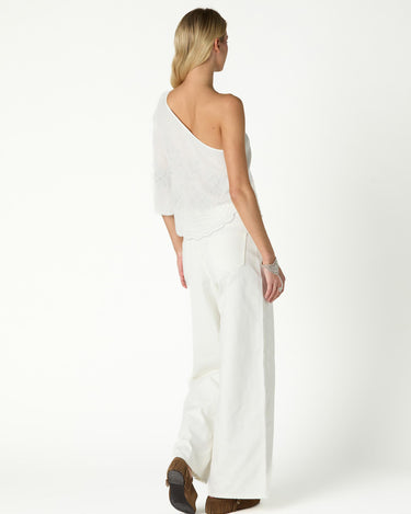 RAW ASYMMETRICAL EMBROIDERED TOP