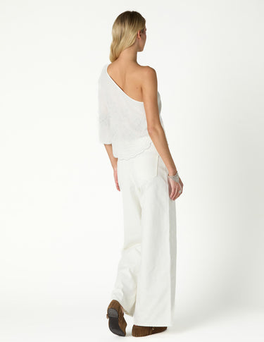 RAW ASYMMETRICAL EMBROIDERED TOP