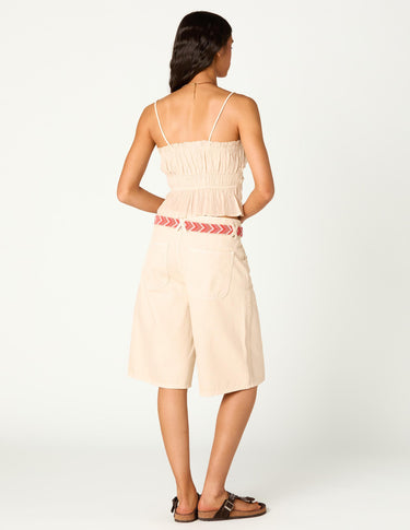 ECRU GATHERED TOP