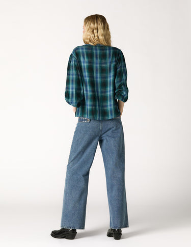 BLUE CHECK EMBROIDERED SHIRT