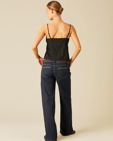 PANTALÓN PESPUNTES CINTURILLA AZUL