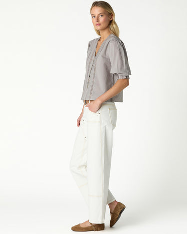V-NECK LACE SHIRT IRON GREY