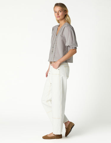 V-NECK LACE SHIRT IRON GREY
