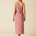VESTIDO ASIMETRICO MULTICOLOR NARANJA